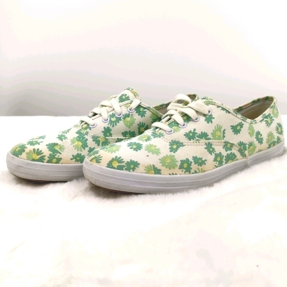 Keds Original Women's 8.5 White Green Floral Flats - Picture 3 of 15